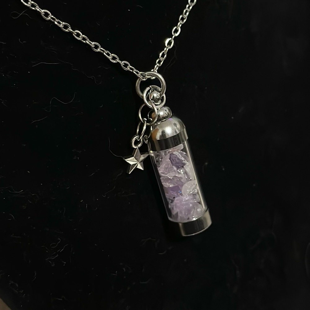 Very pretty Hand made amethyst gemstone moon water necklace!